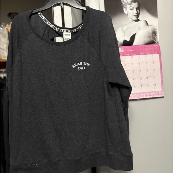 PINK Victoria's Secret Tops - PINK Victoria's Secret Charcoal Crewneck
